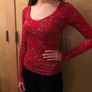 Floral v-neck long sleeve